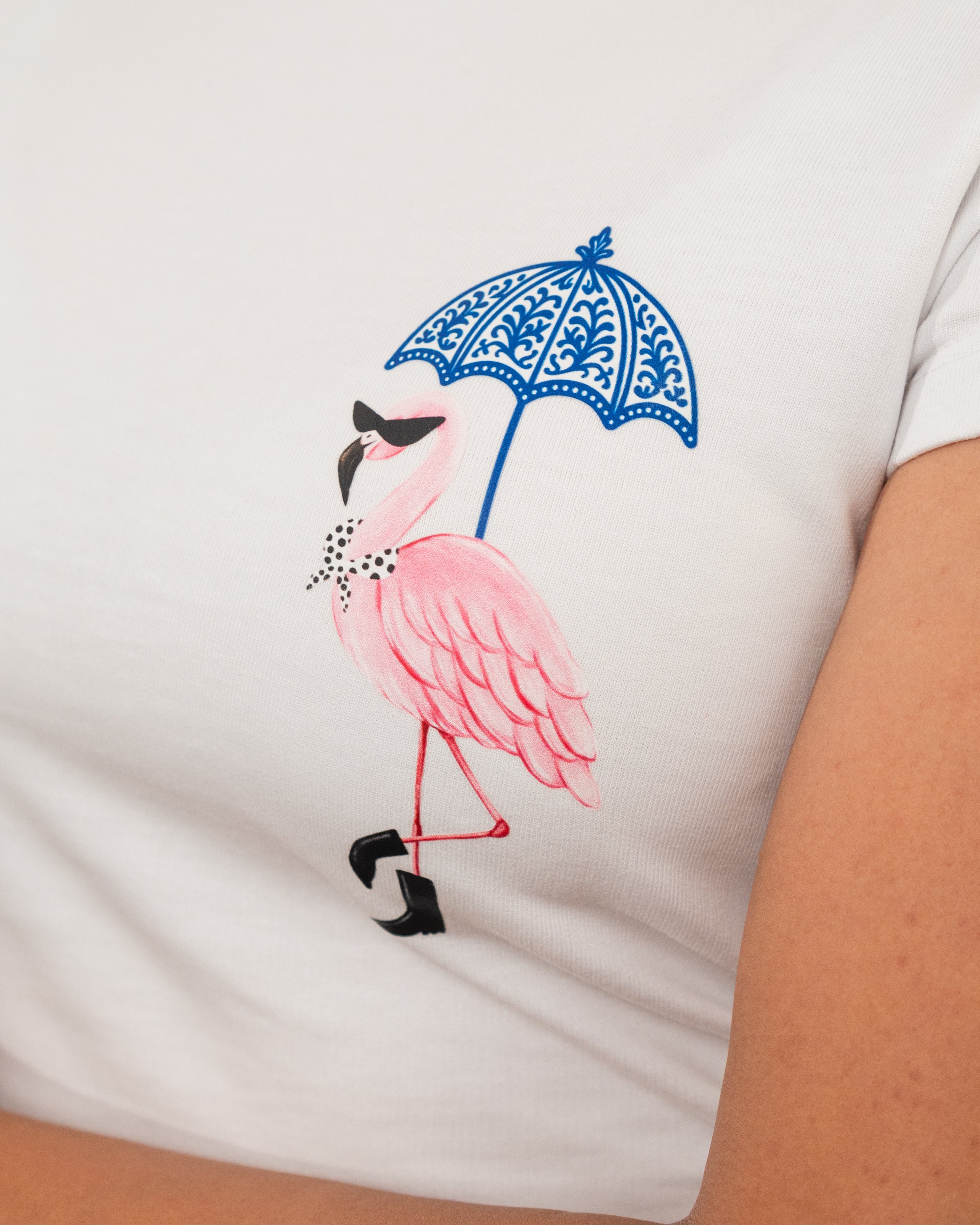 Flamingo Stroll - Baby Fit White T-Shirt