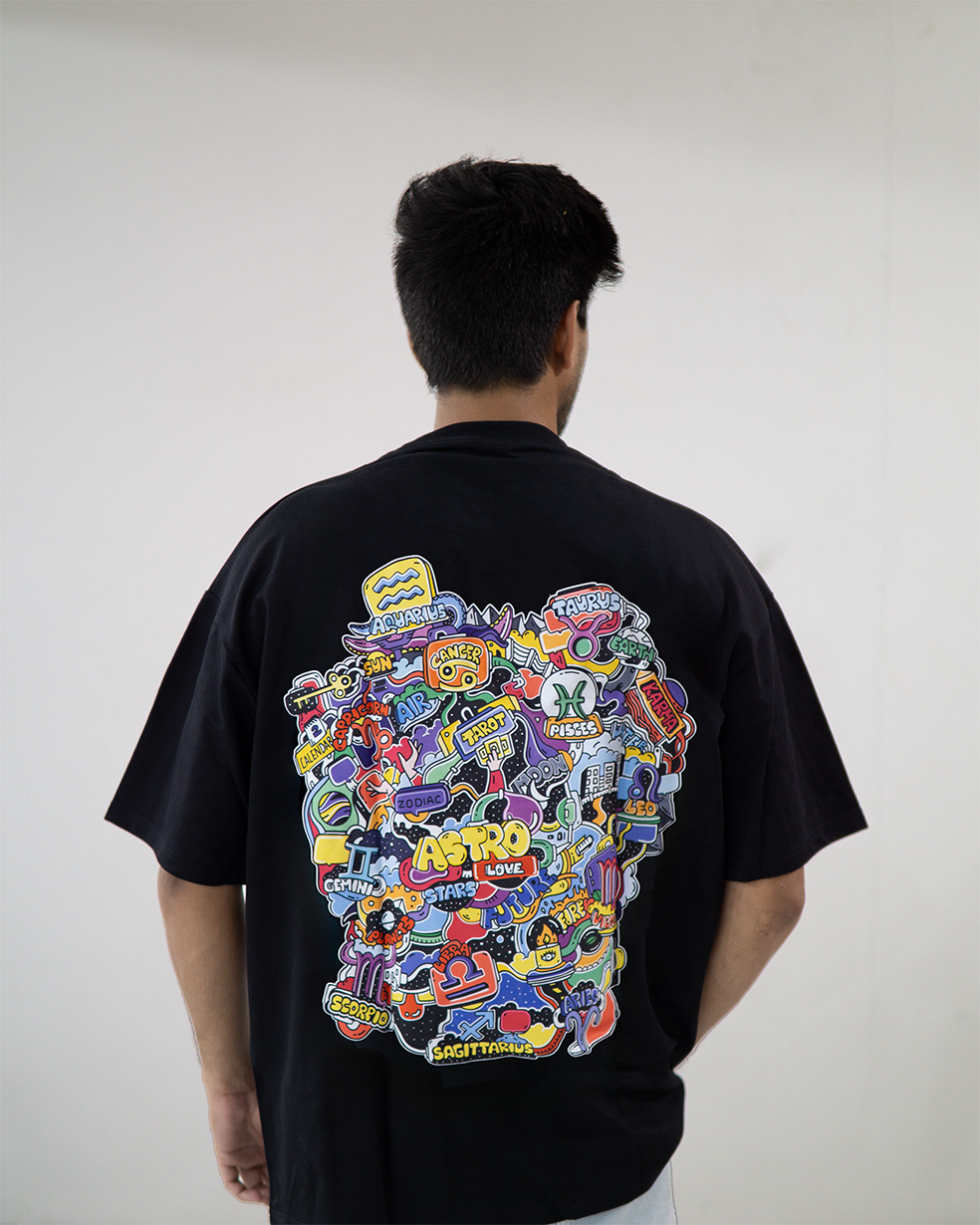Astro Love - Oversized Black T-Shirt