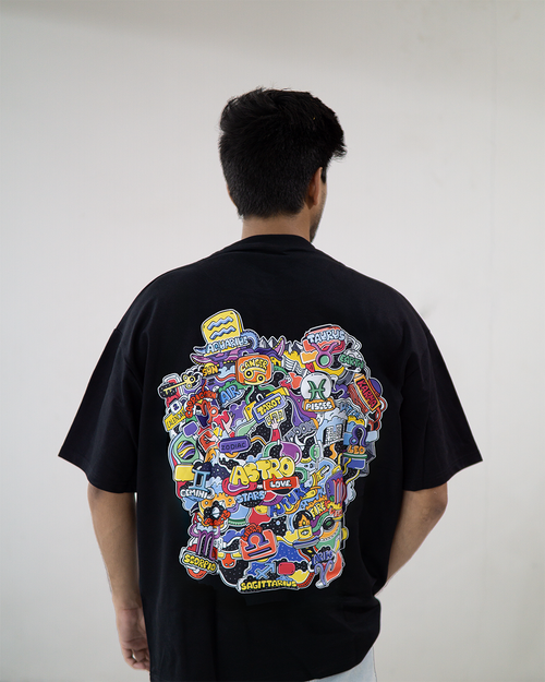 Astro Love - Oversized Black T-Shirt