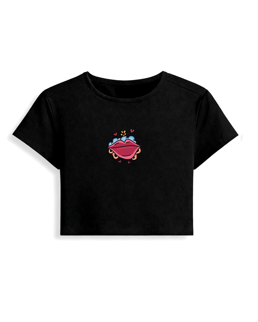 Lips - Baby Fit Black T-Shirt