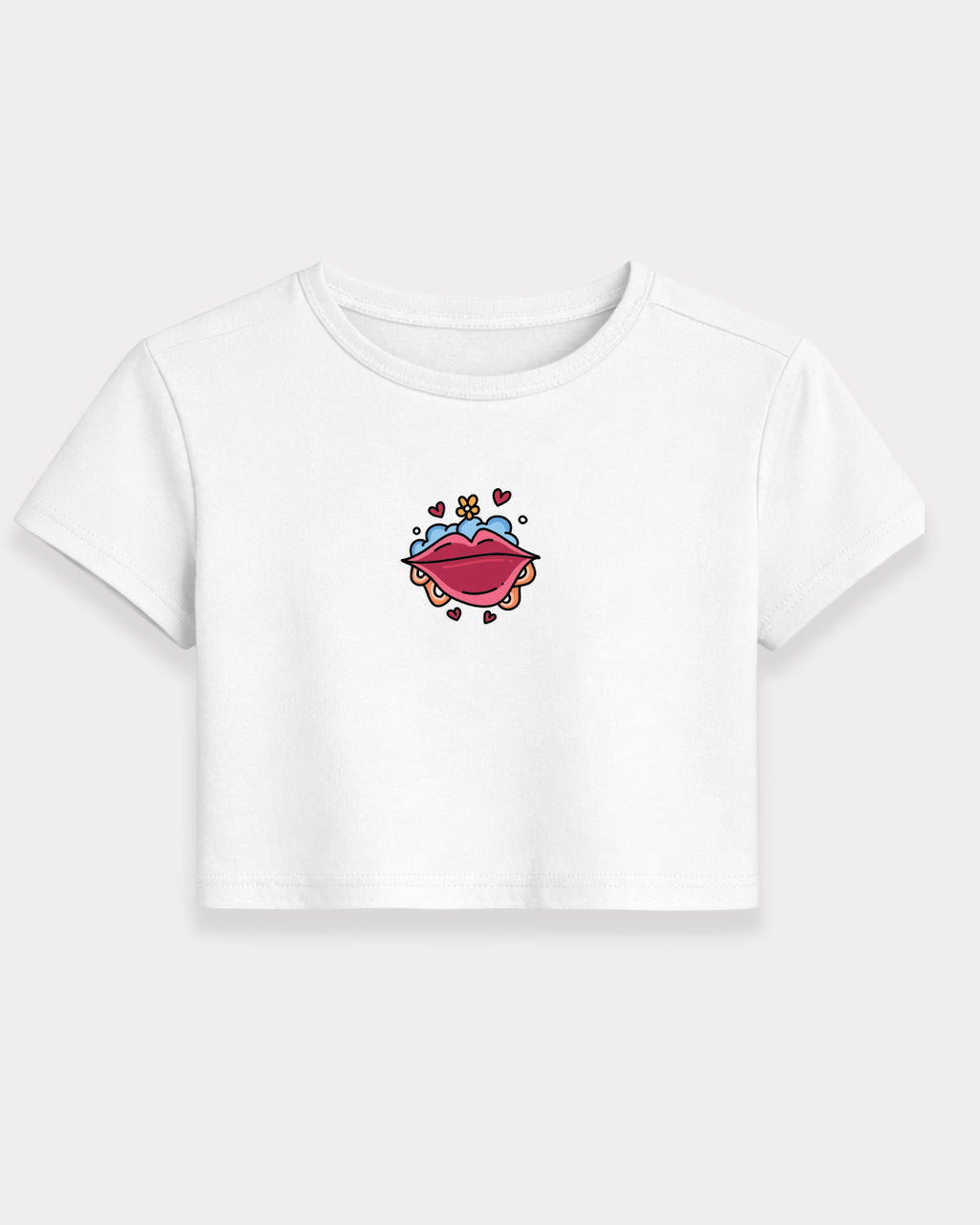 Lips - Baby Fit White T-Shirt